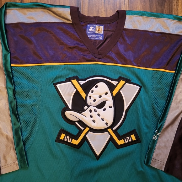 Rare 90's Starter Anaheim Mighty Ducks Alternate Hockey Jersey Size Large Jade - Picture 8 of 9